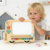 Wooden toys children's magnetic bead control pen creative graffiti drawing board early education enlightenment DIY desktop puzzle game