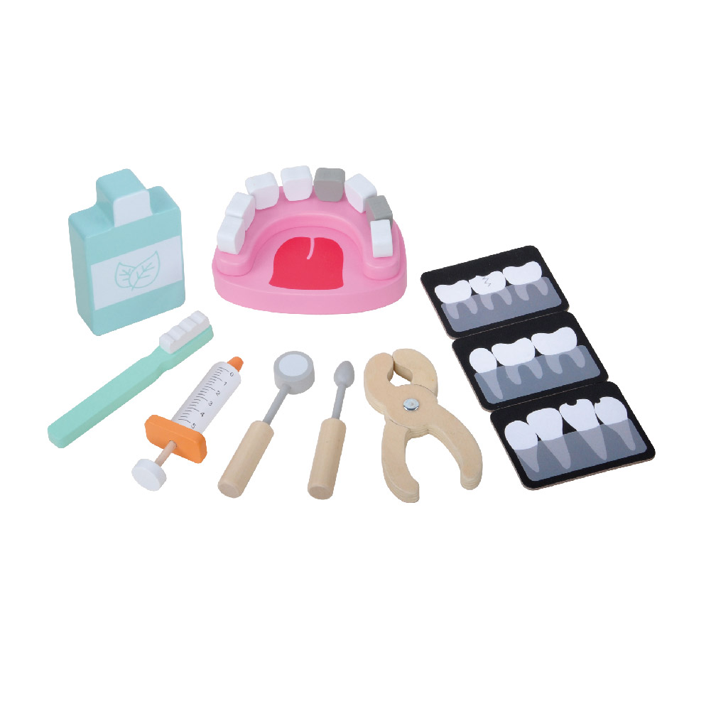 Wooden children's dental set toy children's doctor toy educational preschool toy - Image 2