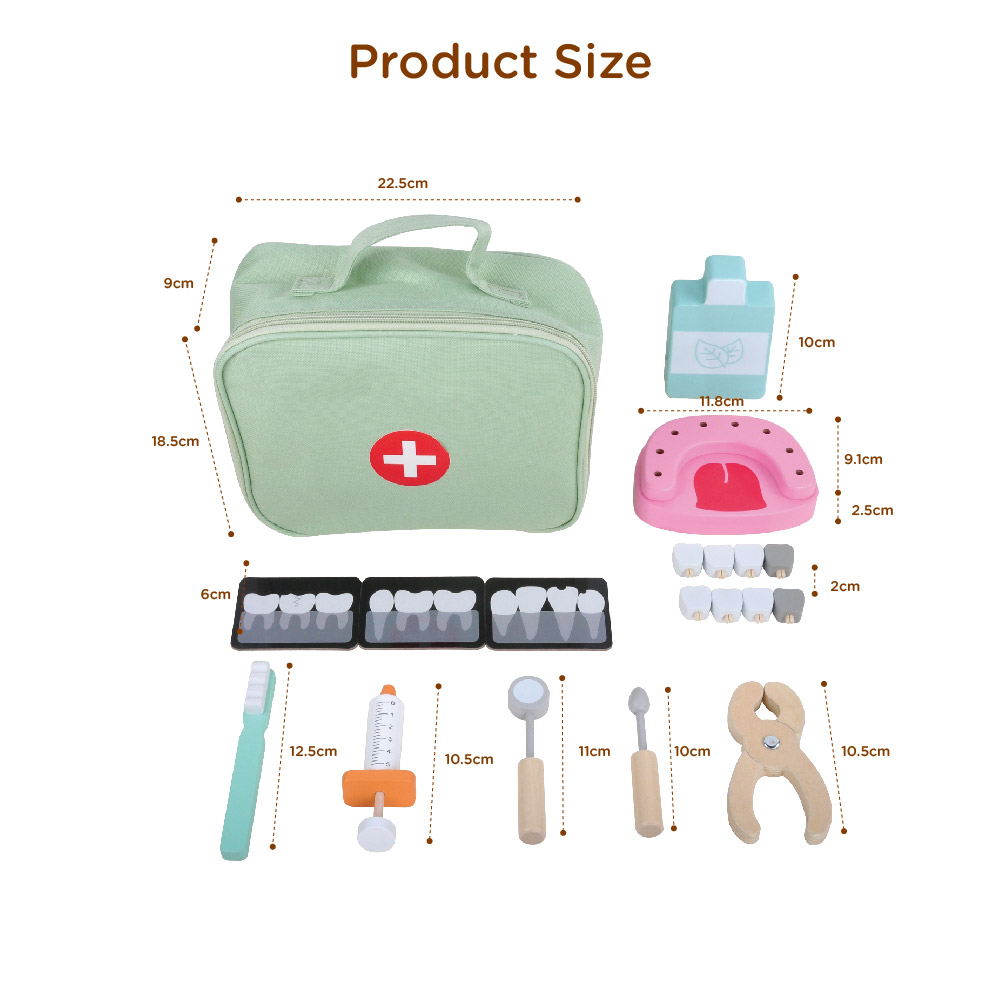 Wooden children's dental set toy children's doctor toy educational preschool toy - Image 5