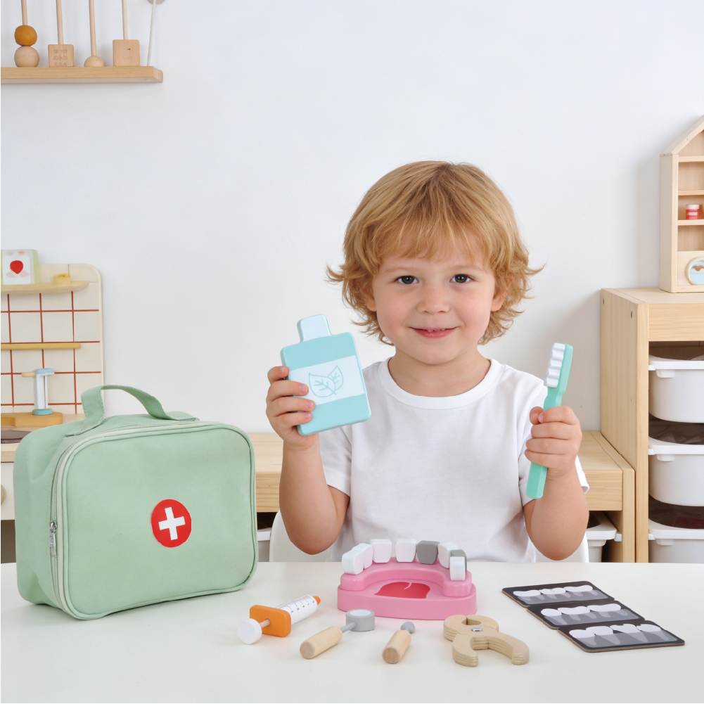 Wooden children's dental set toy children's doctor toy educational preschool toy