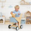 Wooden baby shopping cart Four-wheel push-pull wooden shopping cart toy Early childhood educational toy walker push-pull Suitable for boys and girls
