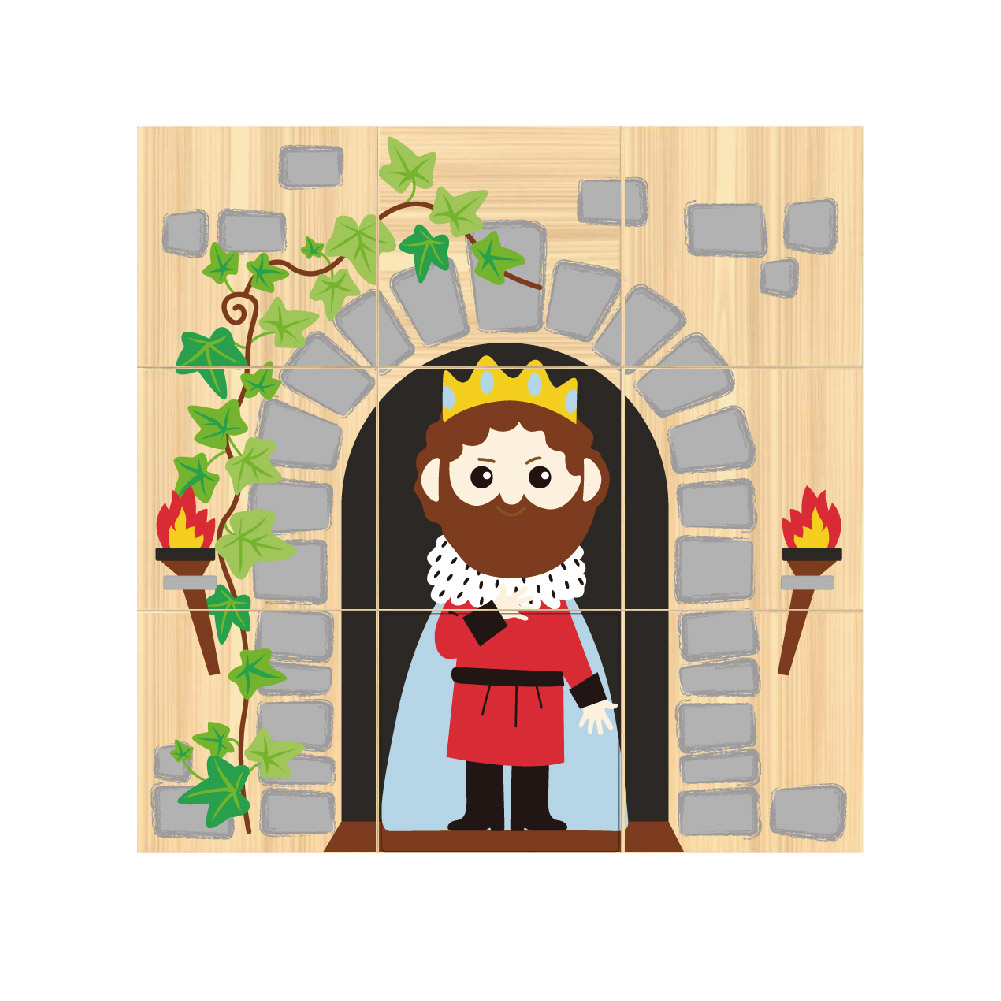 Wooden Building Block Rubik's Cube Puzzle, Princess Castle 9-Piece Wooden 6-Sided Puzzle, Educational Toys for Kids - Image 3