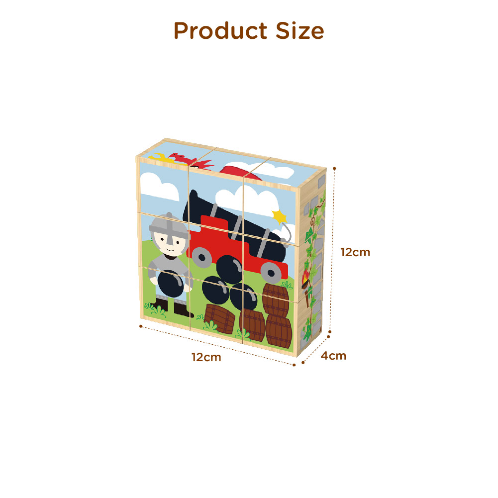 Wooden Building Block Rubik's Cube Puzzle, Princess Castle 9-Piece Wooden 6-Sided Puzzle, Educational Toys for Kids - Image 5