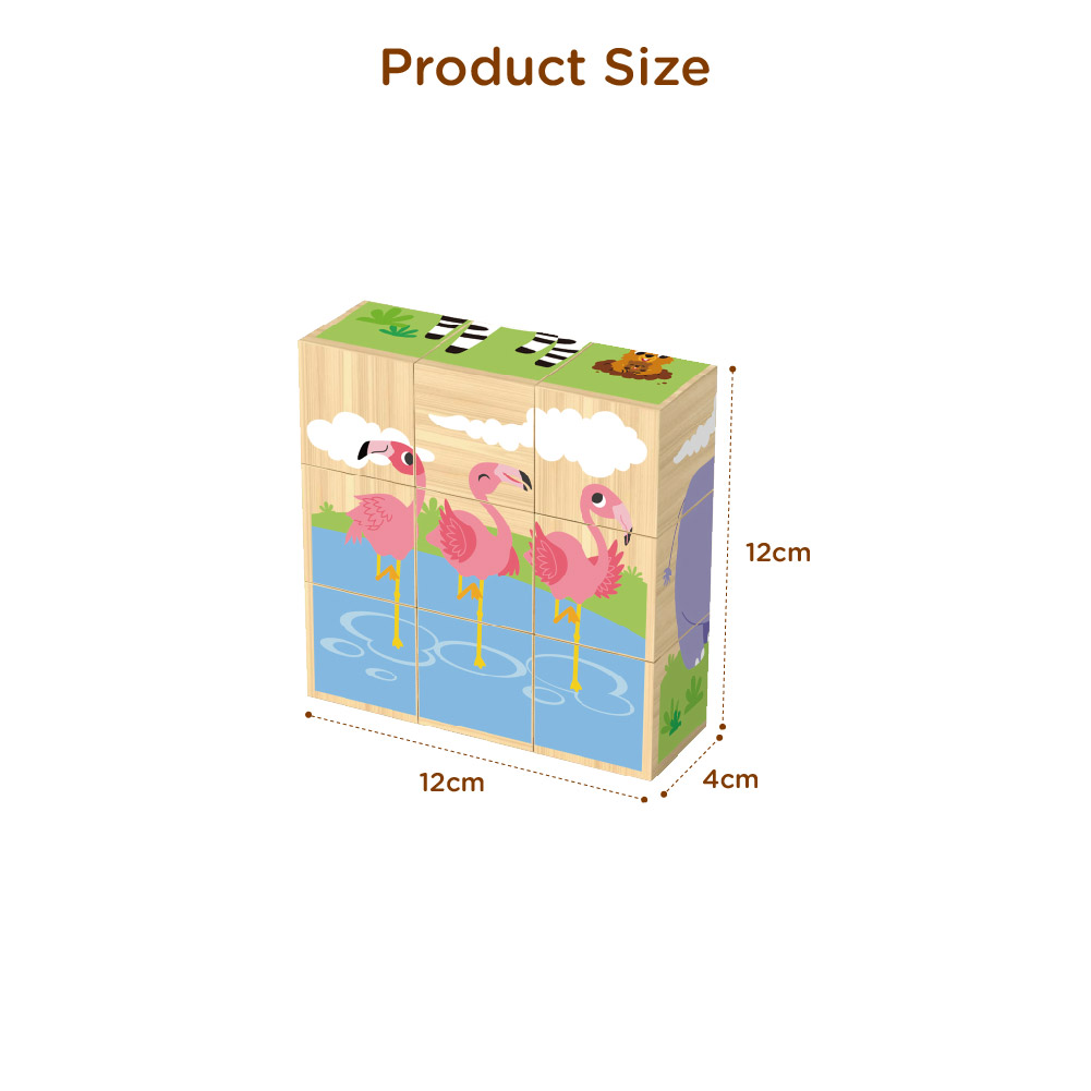 Wooden Building Blocks Animal Rubik's Cube Puzzle, Animal 9-Piece Wooden 6-Sided Puzzle, Children's Educational Toys - Image 5