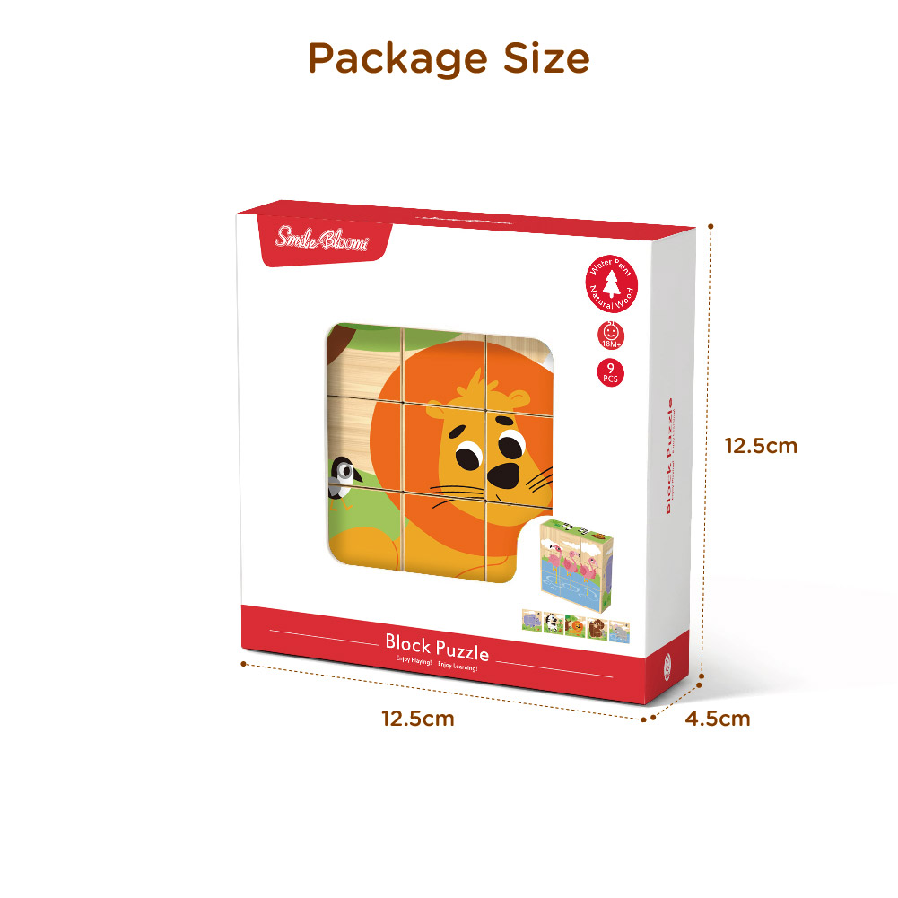 Wooden Building Blocks Animal Rubik's Cube Puzzle, Animal 9-Piece Wooden 6-Sided Puzzle, Children's Educational Toys - Image 6