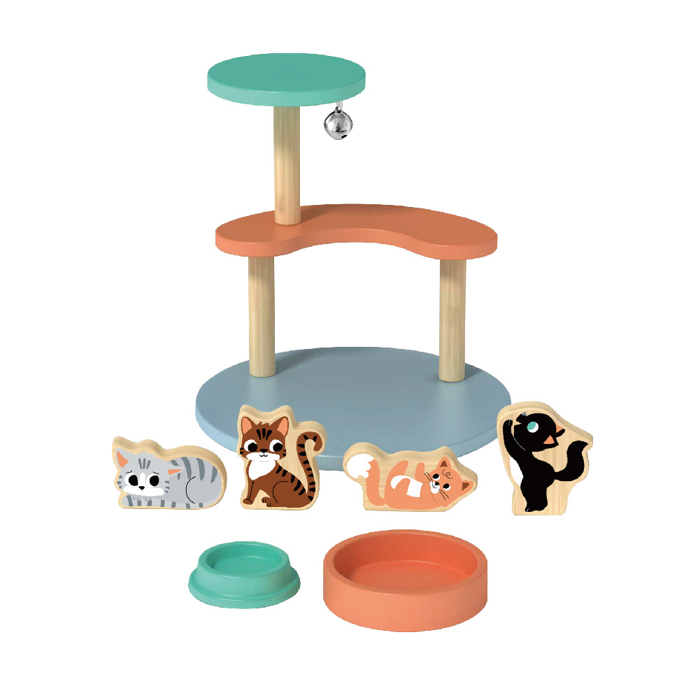 Children's wooden pet cat toys cat climbing frame set children's educational toys - Image 2