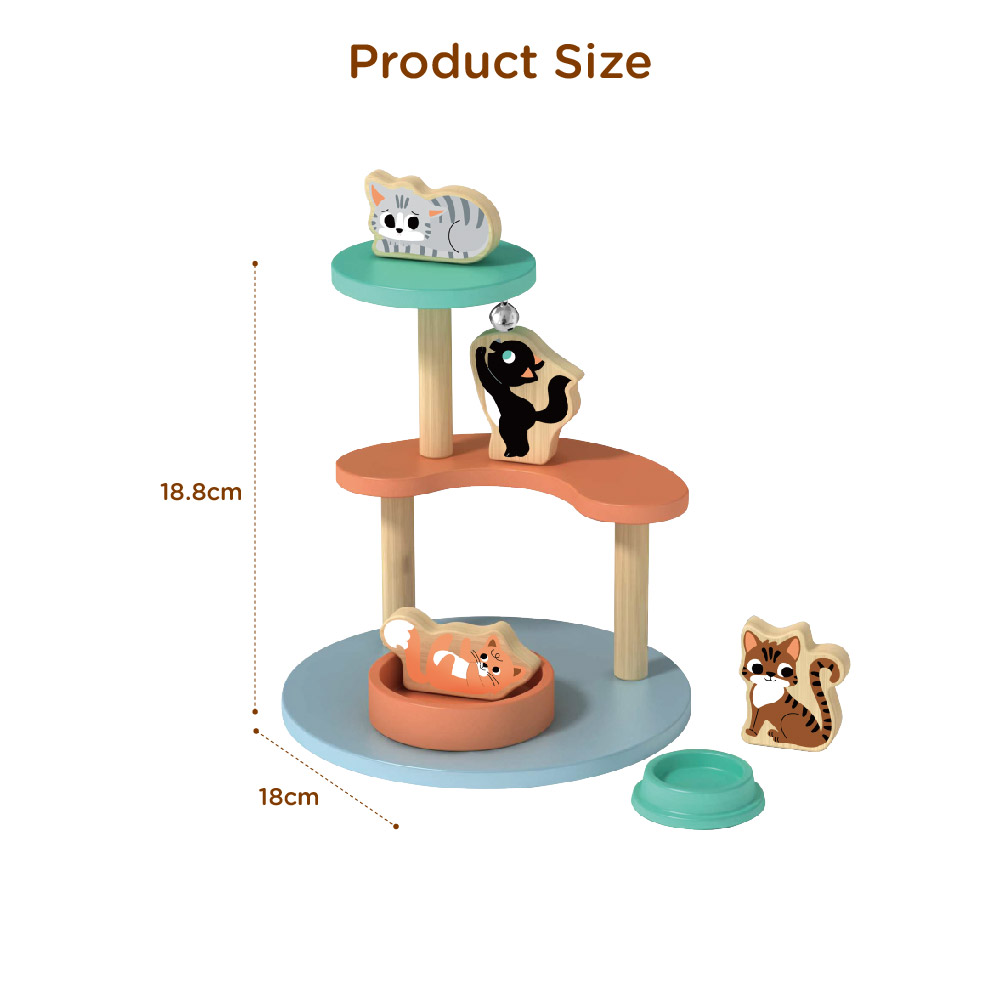 Children's wooden pet cat toys cat climbing frame set children's educational toys - Image 3