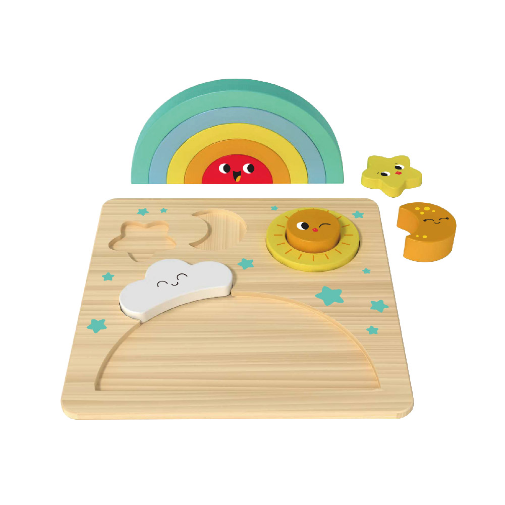 Wooden puzzles Montessori rainbow balance game puzzles Children's building block shape matching toys - Image 3