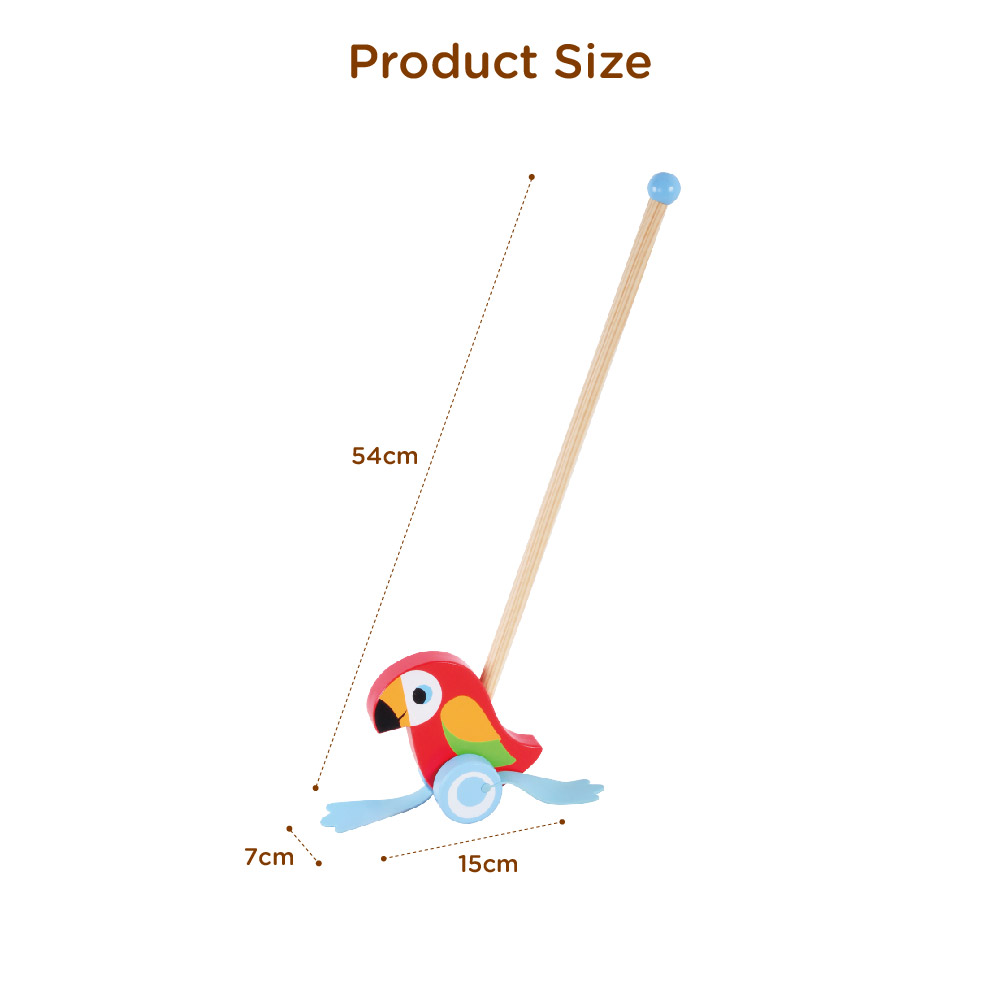 Wooden parrot push rod toys, children's educational push and pull walking toys, develop motor skills - Image 4