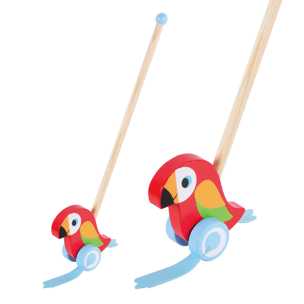 Wooden parrot push rod toys, children's educational push and pull walking toys, develop motor skills - Image 3