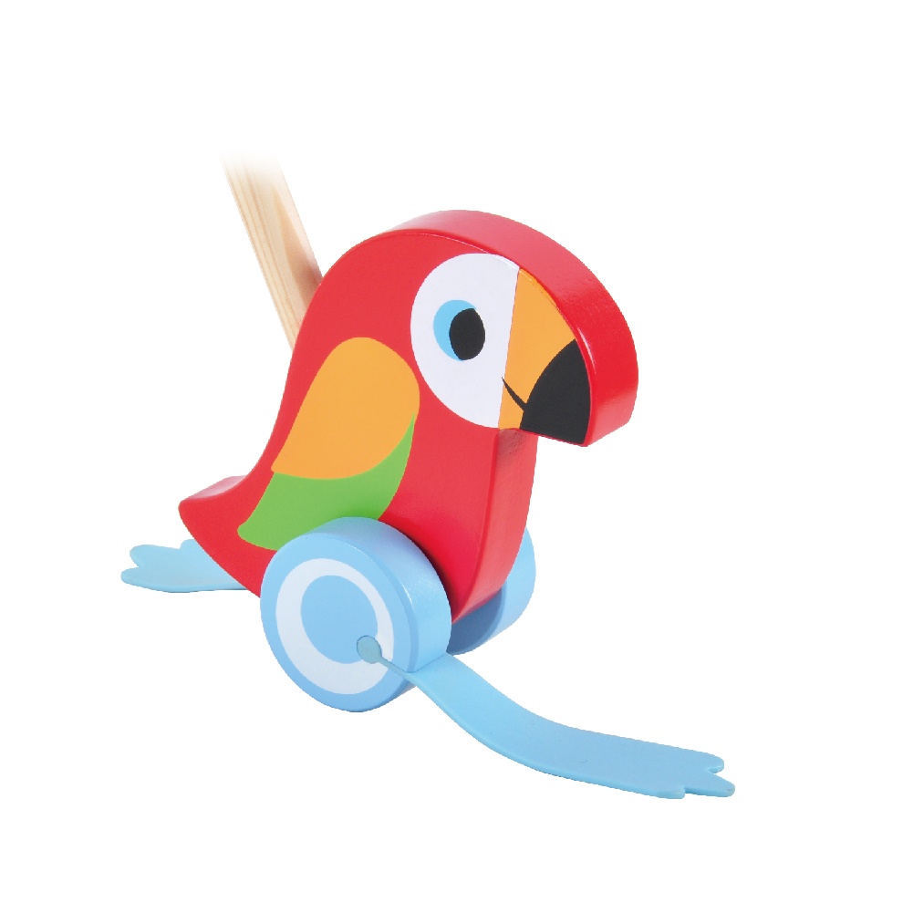 Wooden parrot push rod toys, children's educational push and pull walking toys, develop motor skills - Image 2