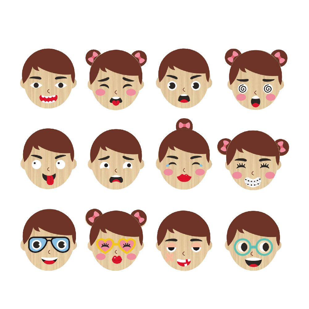 Wooden facial expressions, Montessori children's educational face changing building block learning toys - Image 2