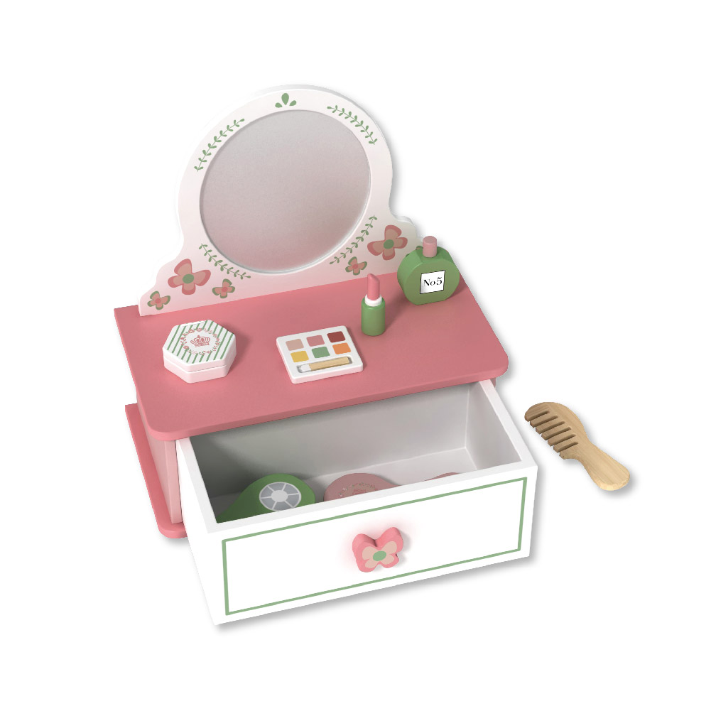 Wooden Dressing Table Set Role Play Learning Cosmetics Toys for Girls - Image 2