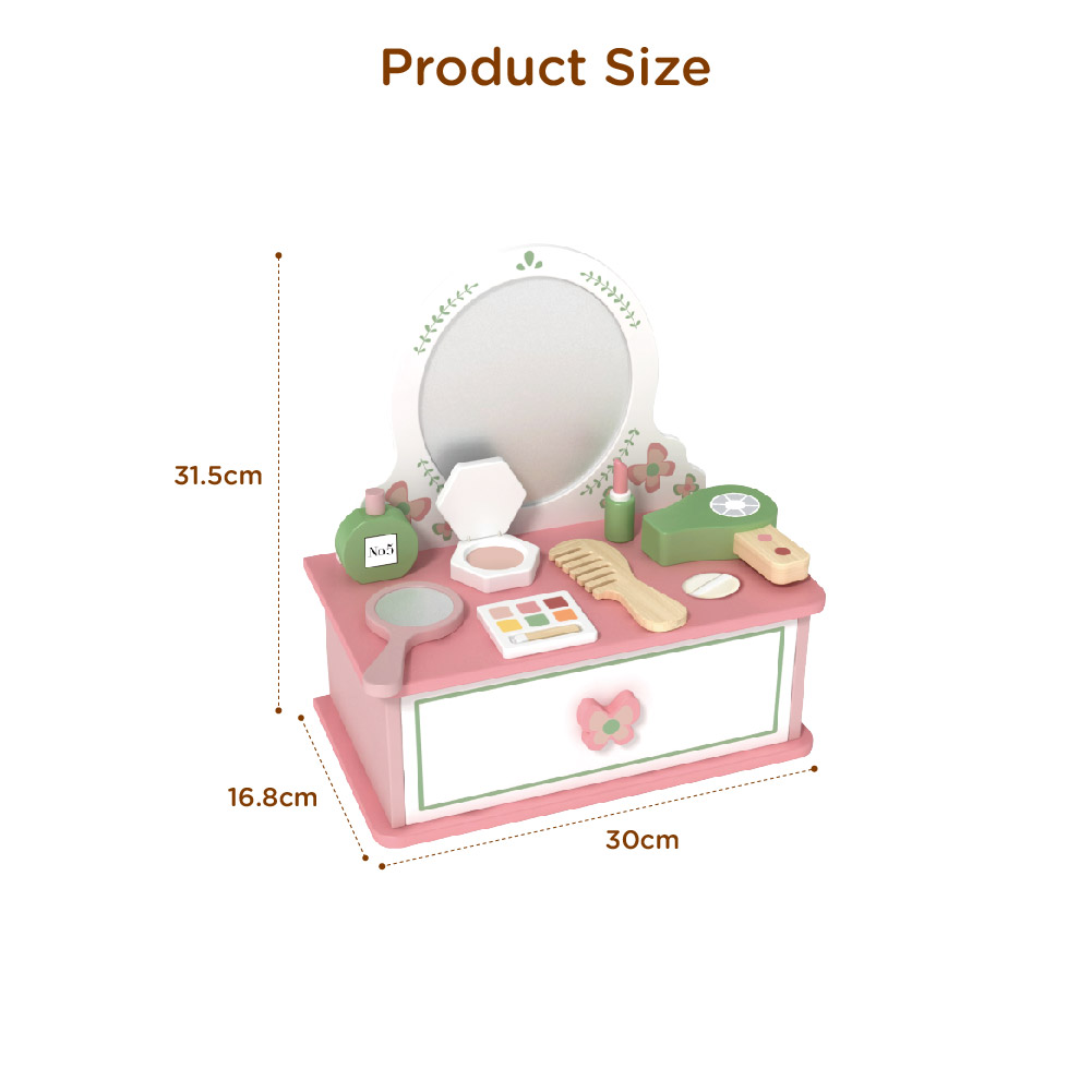 Wooden Dressing Table Set Role Play Learning Cosmetics Toys for Girls - Image 4