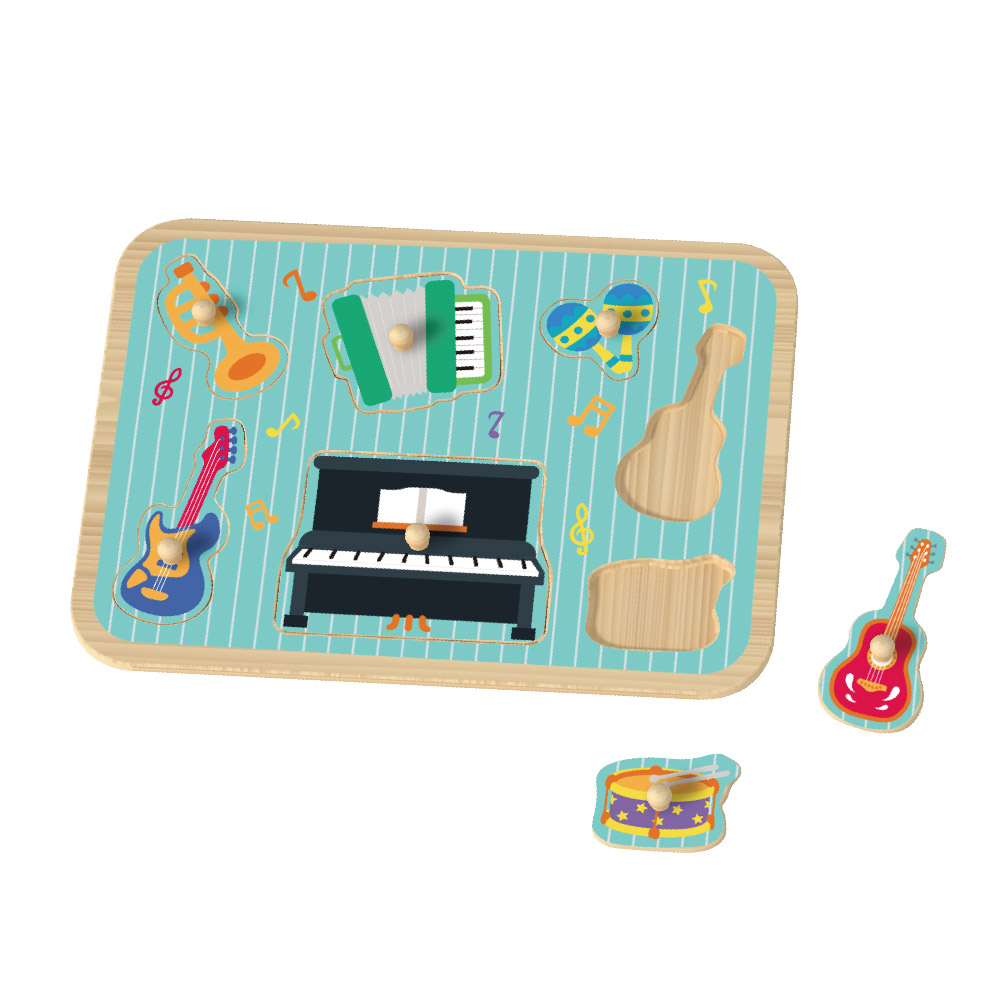Hot Sale Montessori Musical Instrument Puzzle Early Education Wooden Jigsaw Wooden Peg Puzzle - Image 2