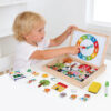 Wooden toy drawing board animal magnetic puzzle board children's wooden puzzle board with blackboard