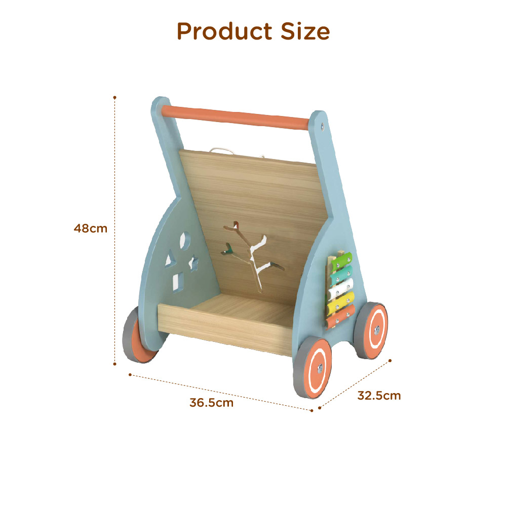 Wooden activity stroller, multi-function toddler educational walker, educational toys for kids learning to walk, sit-stand walker for babies - Image 3