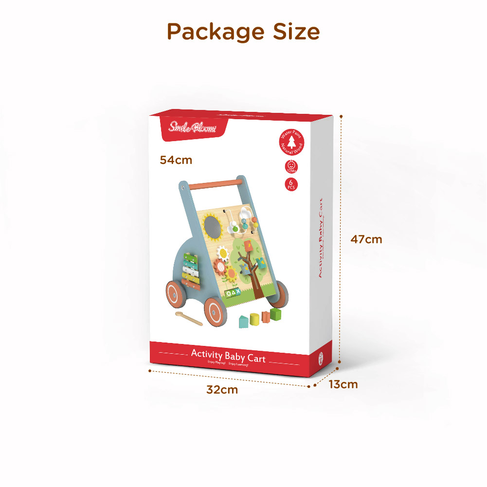 Wooden activity stroller, multi-function toddler educational walker, educational toys for kids learning to walk, sit-stand walker for babies - Image 4