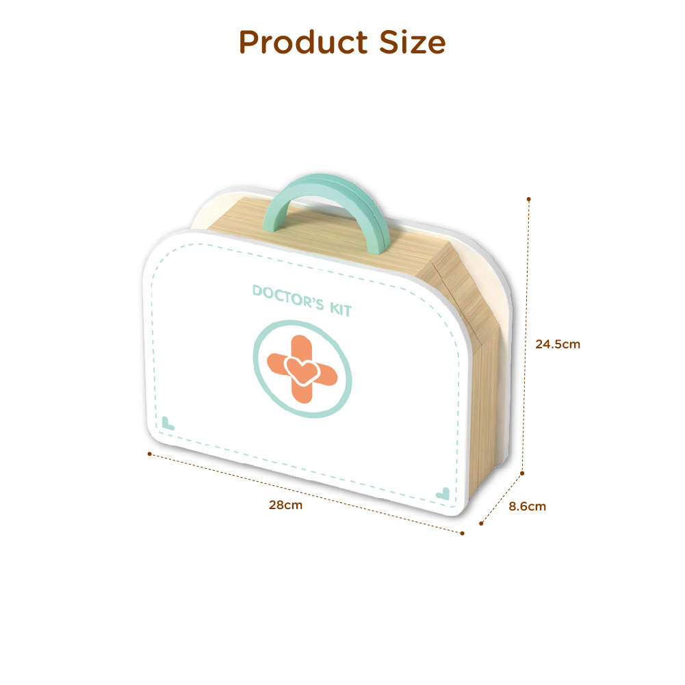Wooden doctor toy set role play children's educational wooden medical box toys - Image 3