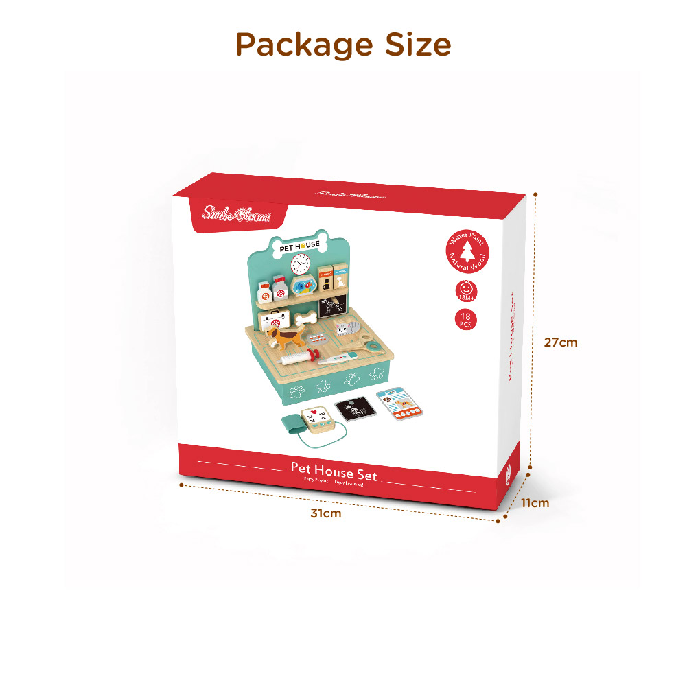 Mini wooden pet hospital set toy children role play pet doctor game - Image 4