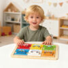 Wooden shape building block puzzles, educational cognitive public transportation toys, children's geometric shape puzzles