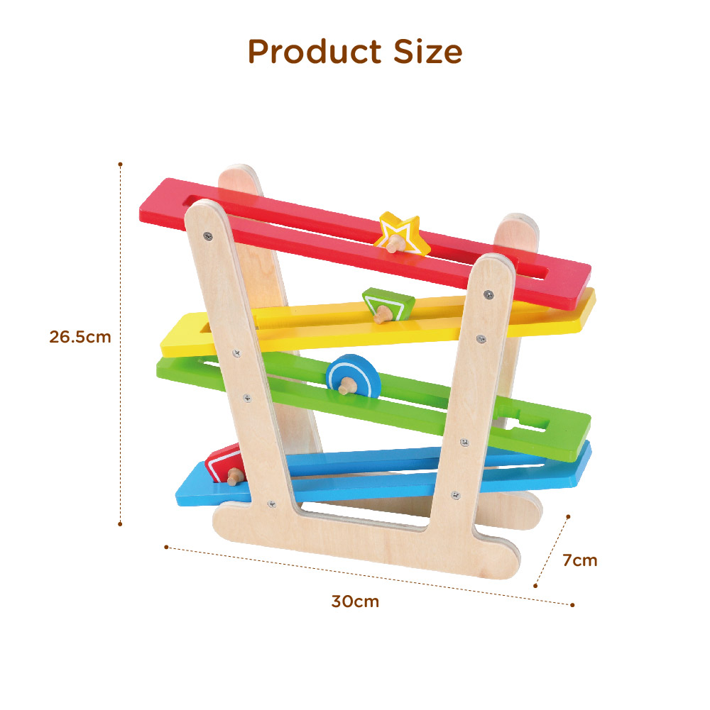 Wooden track gliding toy racing car Children's educational mini racing slide game - Image 3