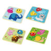 Wooden children's cartoon 3D toy puzzles, four geometric shape matching color recognition puzzles