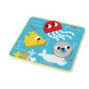 Wooden children's cartoon 3D toy puzzles, four geometric shape matching color recognition puzzles