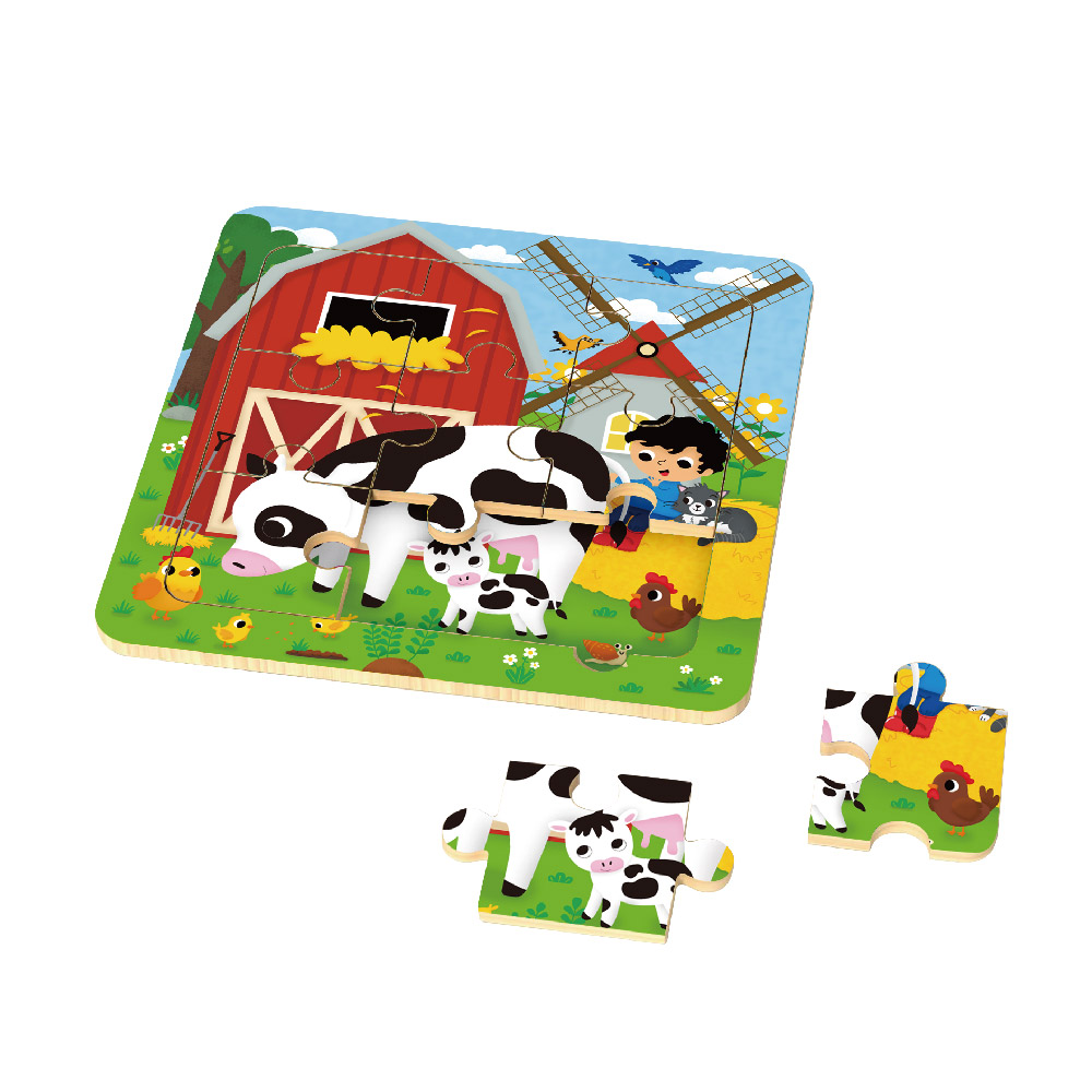 Wooden 9-piece cartoon puzzles Children's mini animal puzzle toys - Image 5