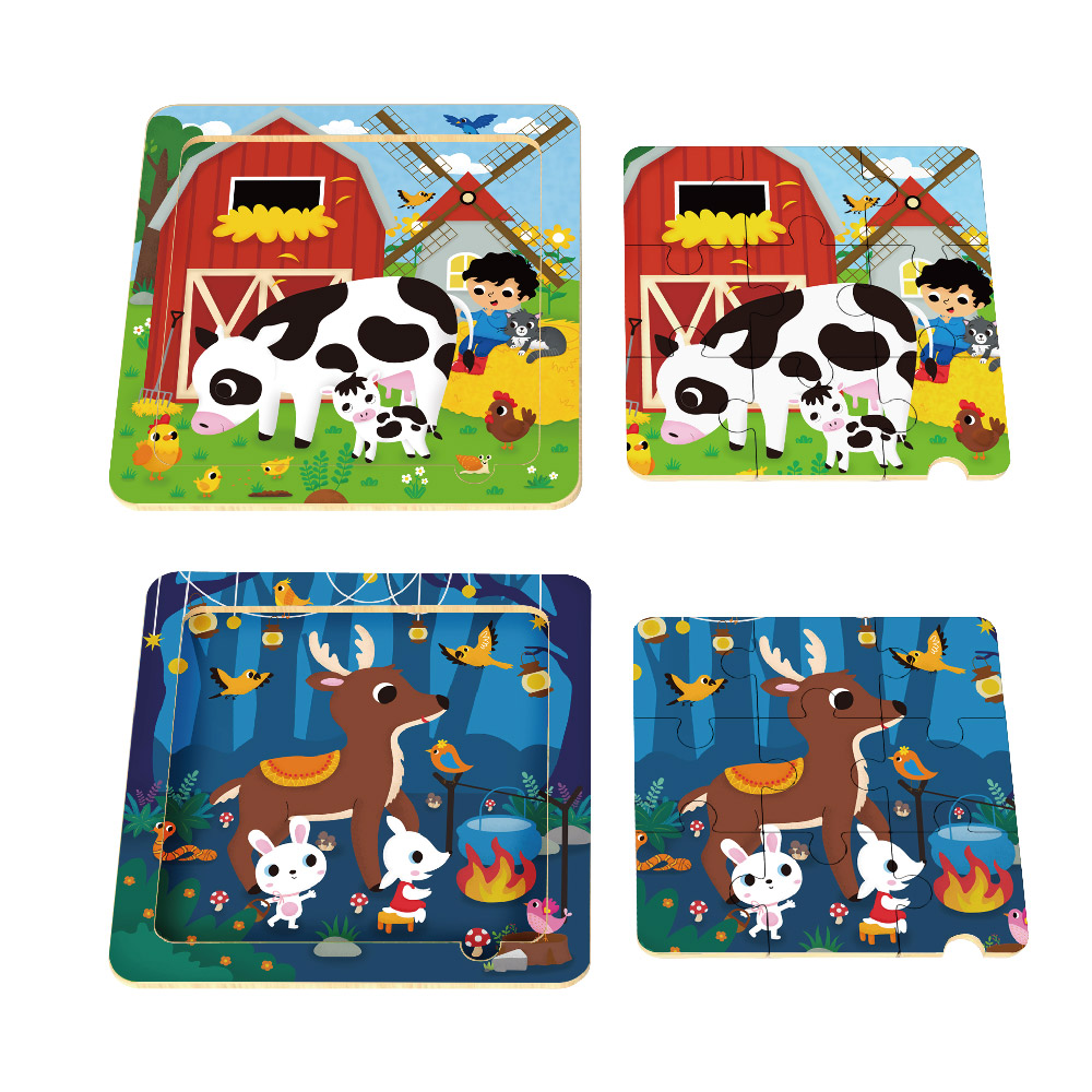 Wooden 9-piece cartoon puzzles Children's mini animal puzzle toys - Image 6