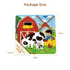 Wooden 9-piece cartoon puzzles Children's mini animal puzzle toys