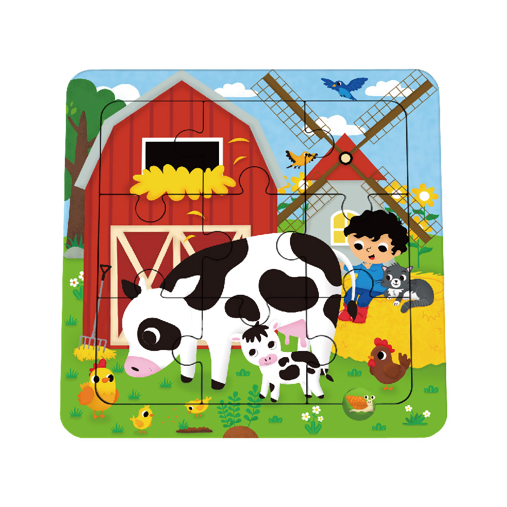 Wooden 9-piece cartoon puzzles Children's mini animal puzzle toys - Image 2