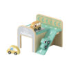 Wooden parking toy set with 3 mini wooden cars, double-story parking, role-play toys for boys and girls