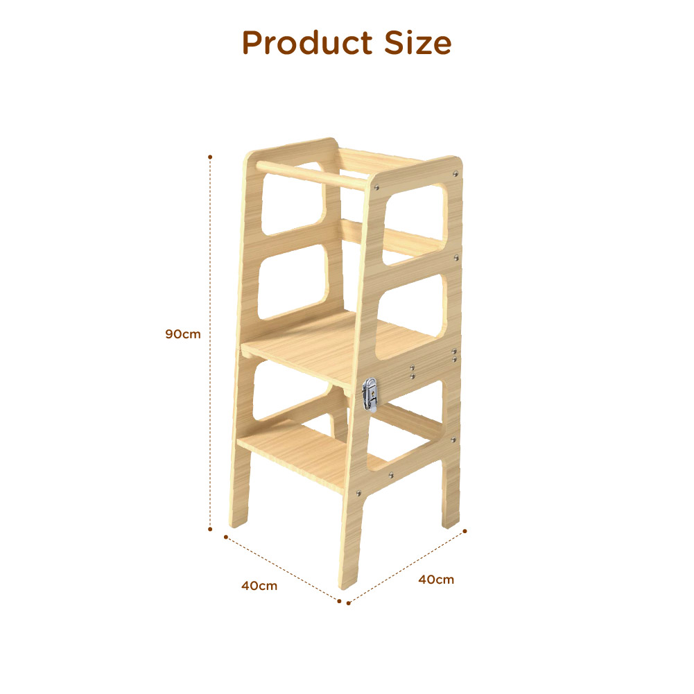 Children's two-in-one table and chair wooden tower step stool, foldable Montessori learning tower step stool for toddlers - Image 4