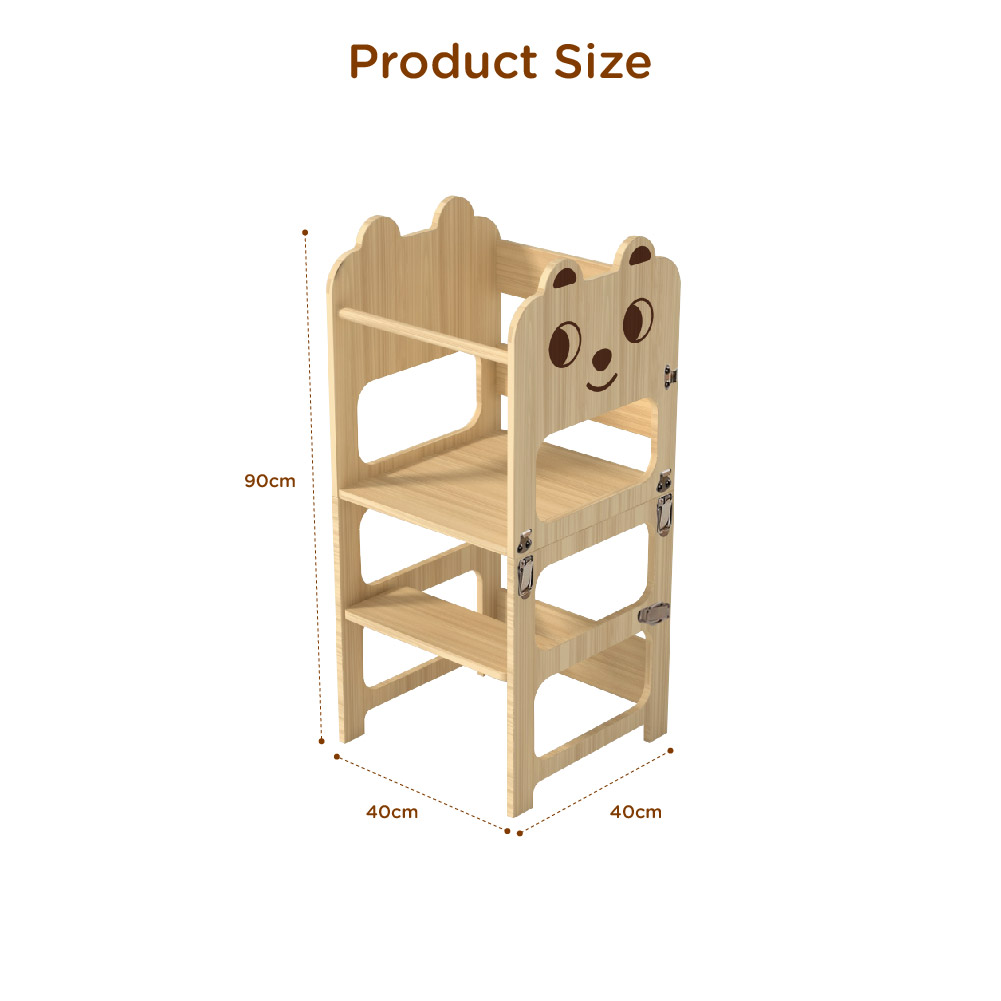 Children's 2-in-1 table and chair wooden tower step stool, foldable Montessori learning tower step stool for toddlers - Image 4