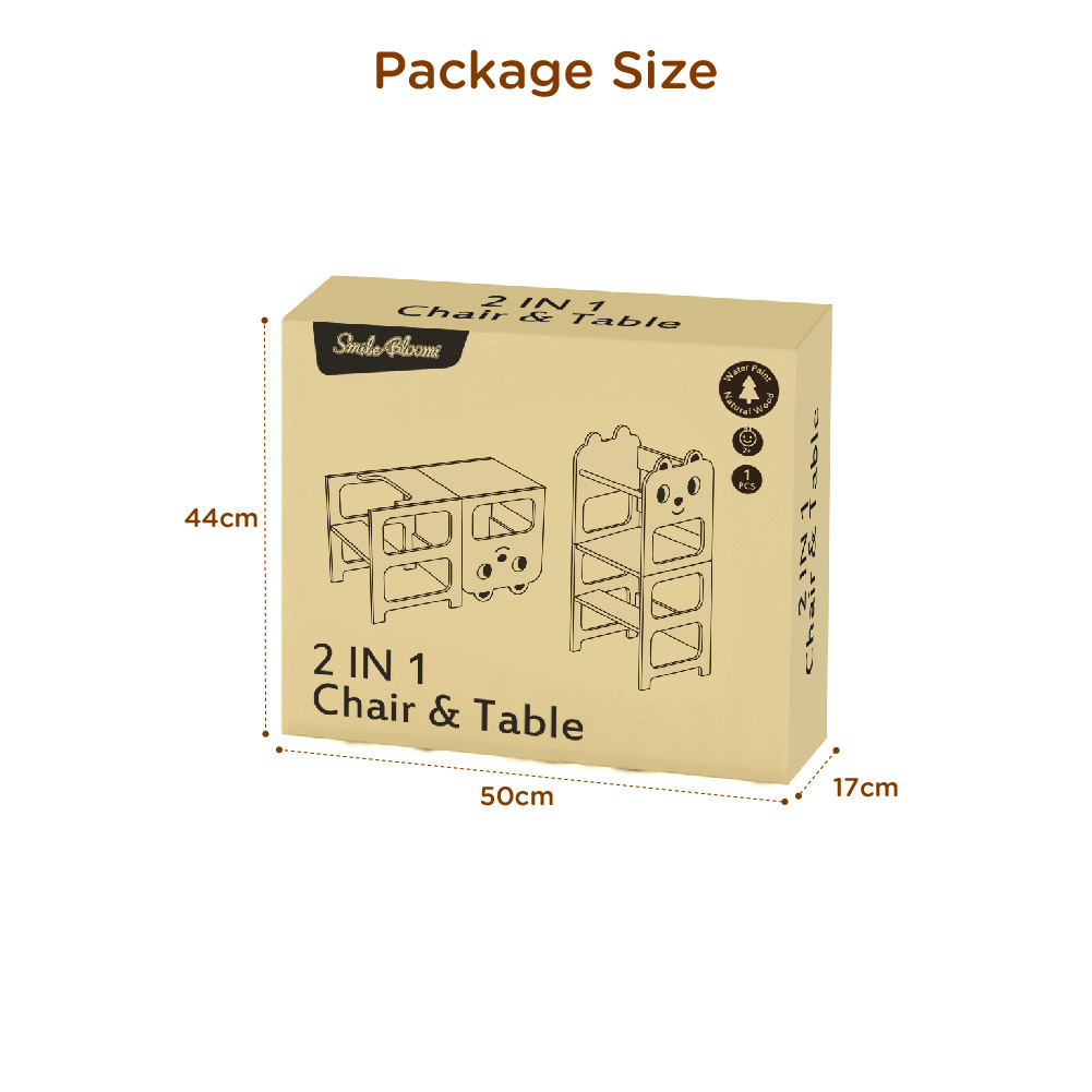 Children's 2-in-1 table and chair wooden tower step stool, foldable Montessori learning tower step stool for toddlers - Image 5