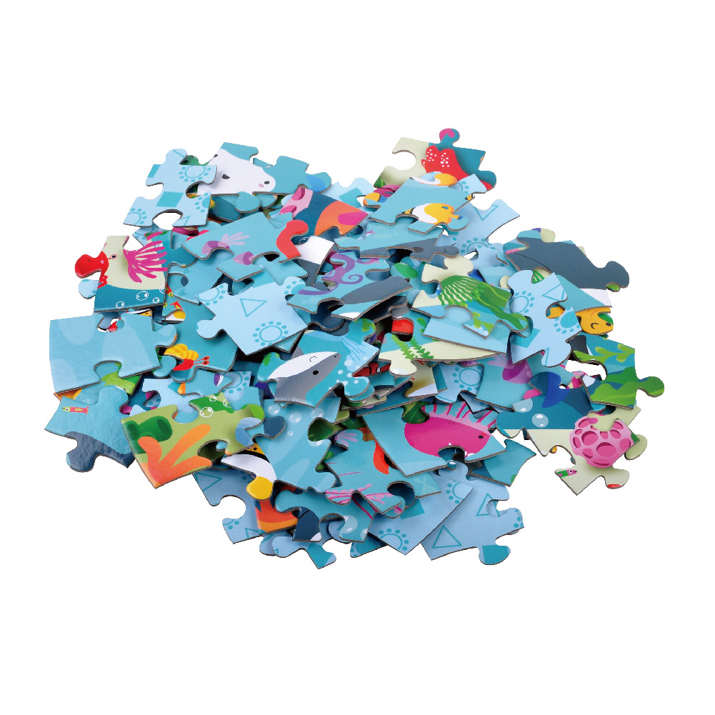 105 Pieces Children's Wooden Round Puzzle, Creative Underwater World Puzzle, Suitable for Boys and Girls, Educational Toys - Image 2