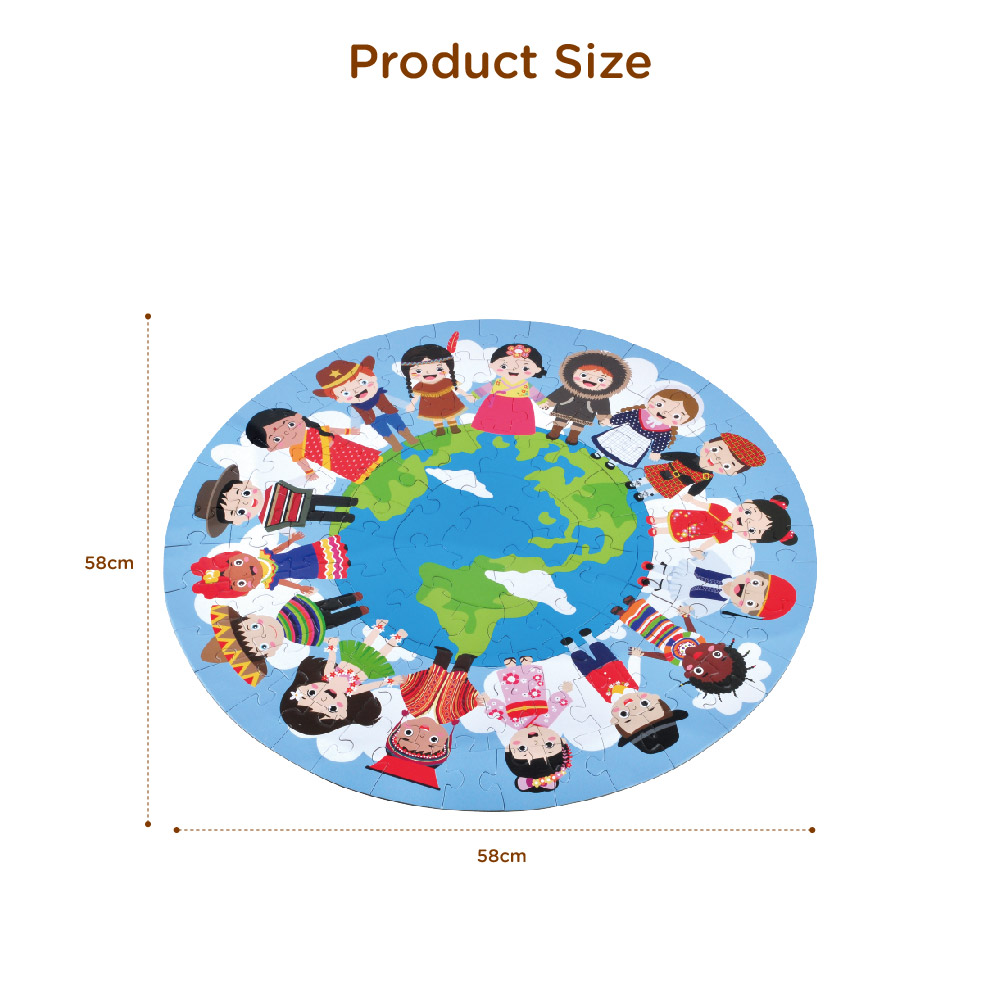 105-piece Children's Wooden Round Jigsaw Puzzle, Creative Global Village Jigsaw Puzzle for Boys and Girls, Educational Toy - Image 4