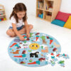 105 Piece Children's Wooden Round Jigsaw Puzzle, Creative Animal Yoga Puzzle for Boys and Girls, Educational Toy