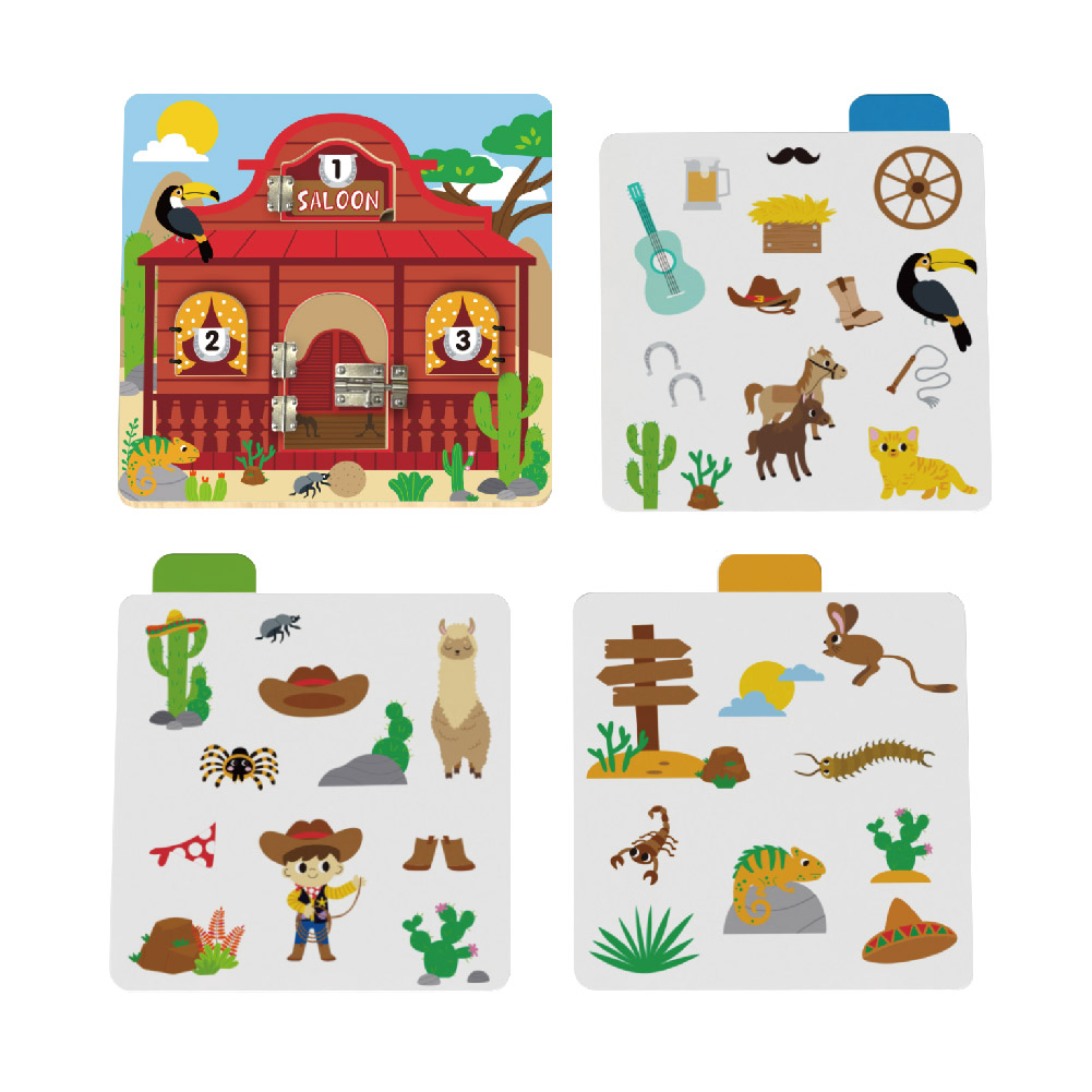 Wooden Puzzle Western Tavern Lock Montessori Wooden Door Toddler Busy Board - Image 3