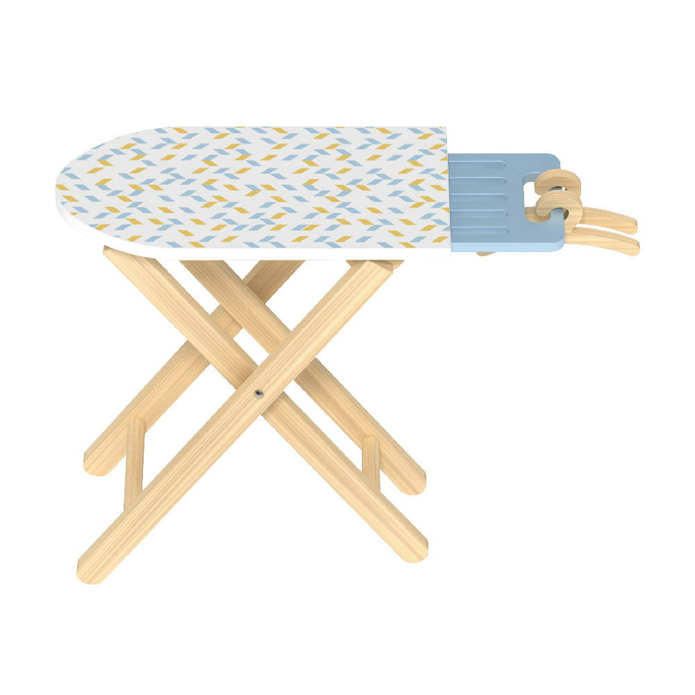 Wooden ironing board set, children's pretend play foldable ironing board table toys