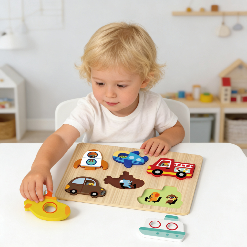 Hot Sale Montessori Colorful Early Education Wooden 3D Animal Jigsaw Puzzle