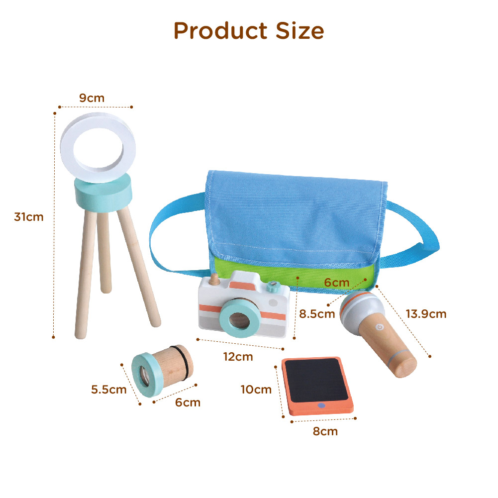 Wooden social media game set role play stand camera toy suitable for children's social interaction - Image 4