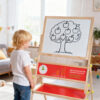 2-in-1 Wooden White Dry Erase Easel Board and Blackboard Children's Standing Easel Board Children's Writing Board Educational Toys