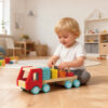 Wooden Pull Shape and Color Sorting Truck, Educational Geometric Blocks Stacking Truck, Shape Sorting Toy, Colors for Kids