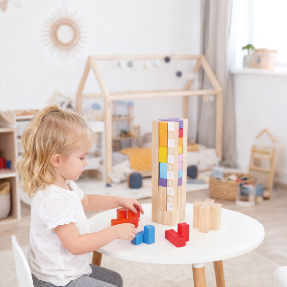 Wooden stacking building block games, children's wisdom tower brain development logical thinking training promote children's brain development