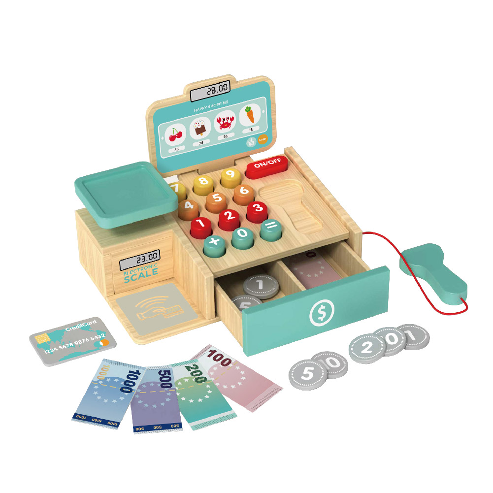 Wooden cash register, fun role-playing cashier toys, suitable for preschoolers to learn educational toys - Image 2