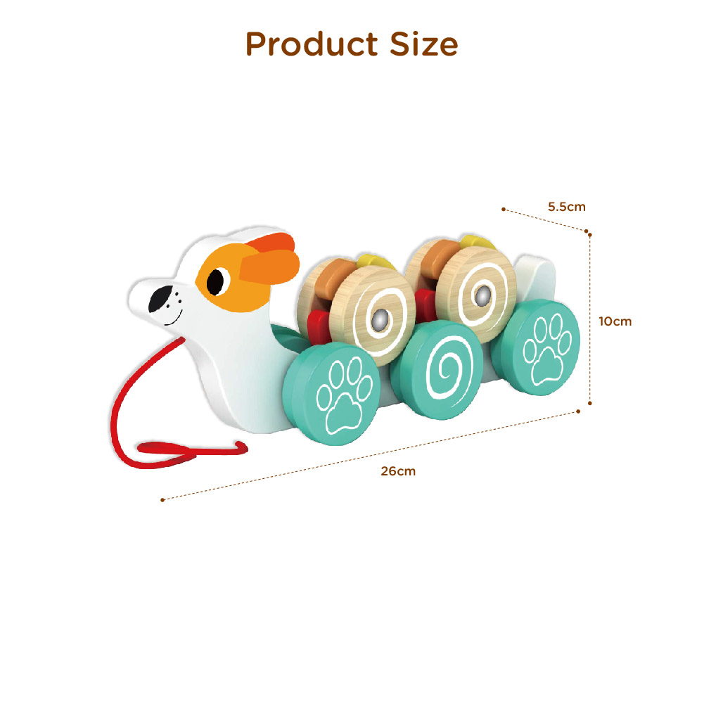 Wooden Dog Pull Toy suitable for children to learn to crawl suitable for infants and young children - Image 3