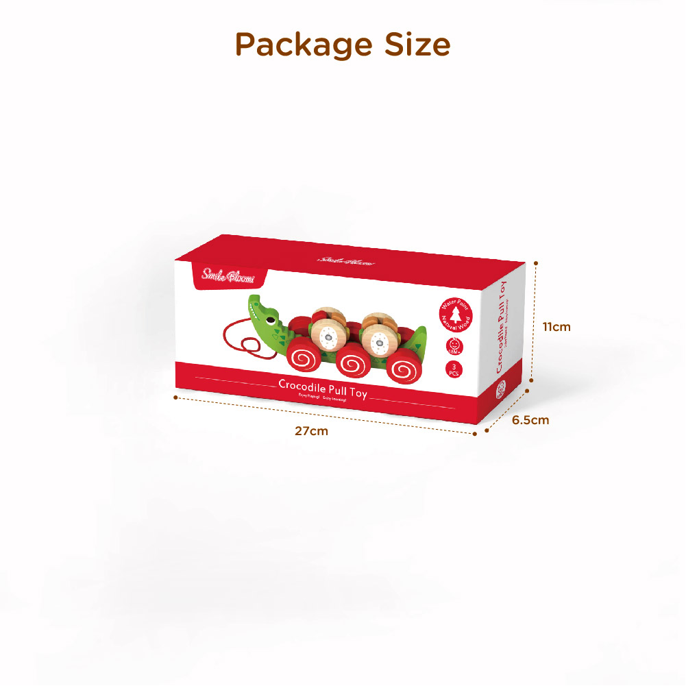 Wooden crocodile pull toy suitable for children to learn to crawl suitable for infants and young children - Image 4