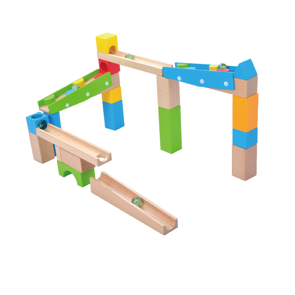 Wooden building block track marble assembly toys, hands-on assembly of building block tracks, children's interactive educational toys - Image 2